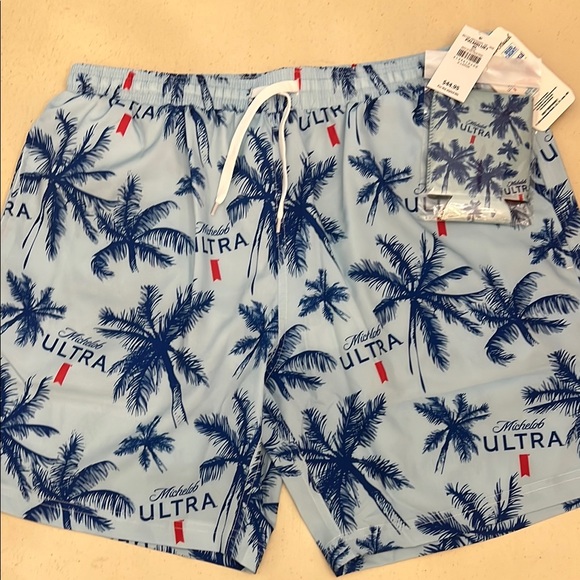 Palm blue Print Men's Swim Shorts XL new - Picture 1 of 15